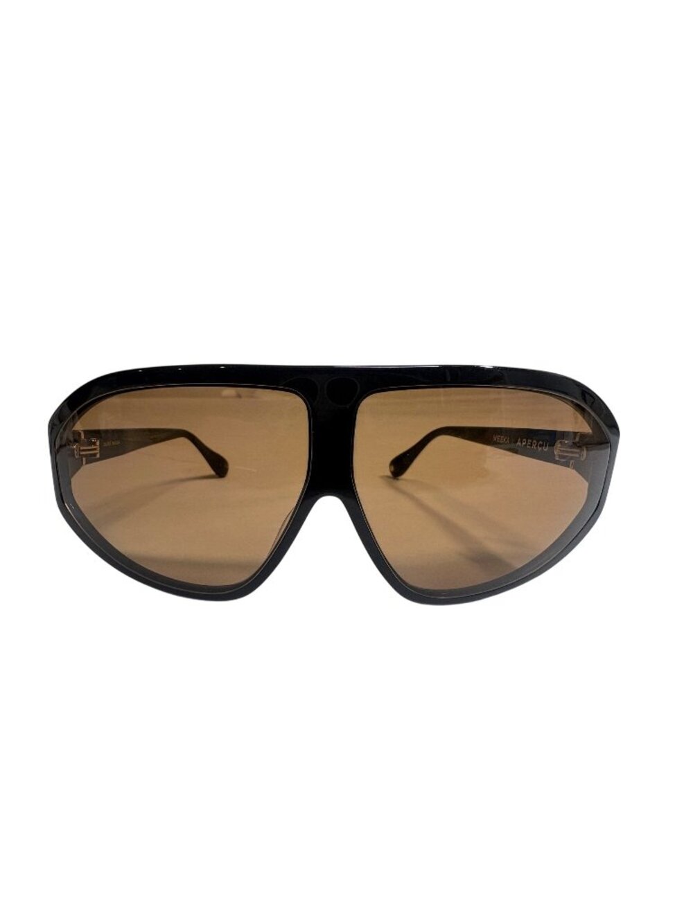 Meeka x Apercu Darkroom First Edition Shield Sunglasses in Black With Amber Lens